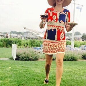 Ali Ro Orange and blue Dress Size 8 - great condition Bright and Fun